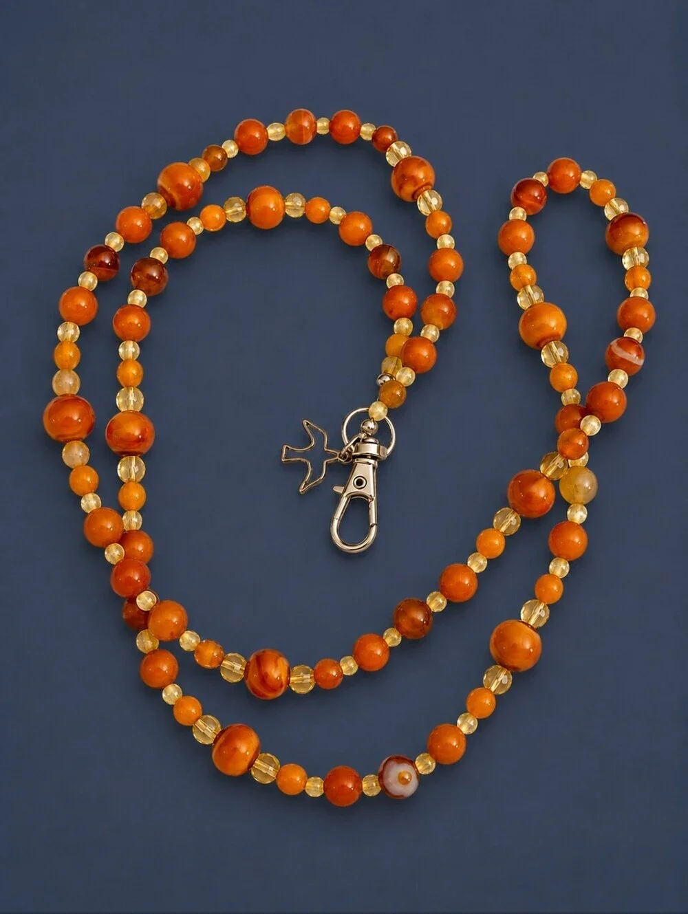Handmade Agate Carnelian Citrine Glass Beaded Lanyard